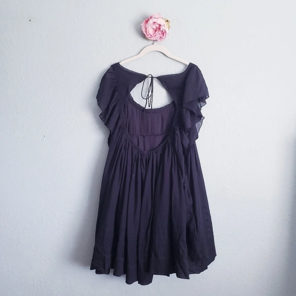 Free People Hailey Black Ruffle Babydoll Mini Dress